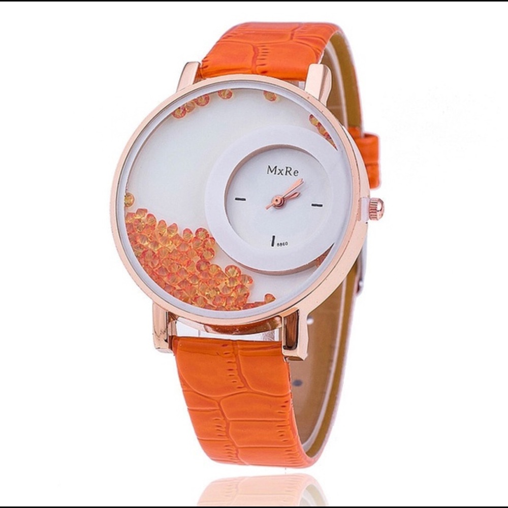 Crystal rhinestone Leather wrist watch